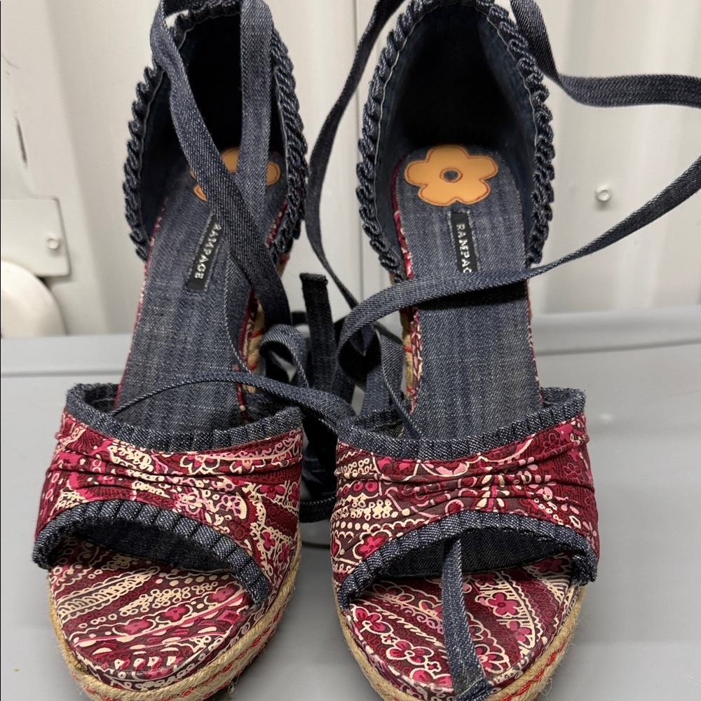 Rampage Red and Black Espadrille Sandals